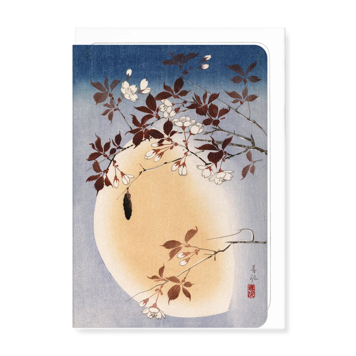 Blossoms and moon greeting card