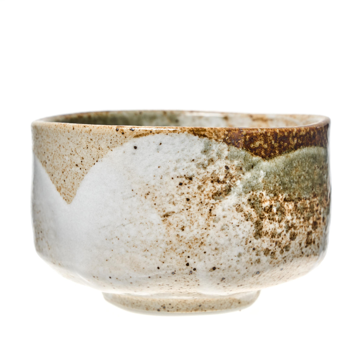 Ceramic Matcha Bowl - White And Brown, Speckled Pattern