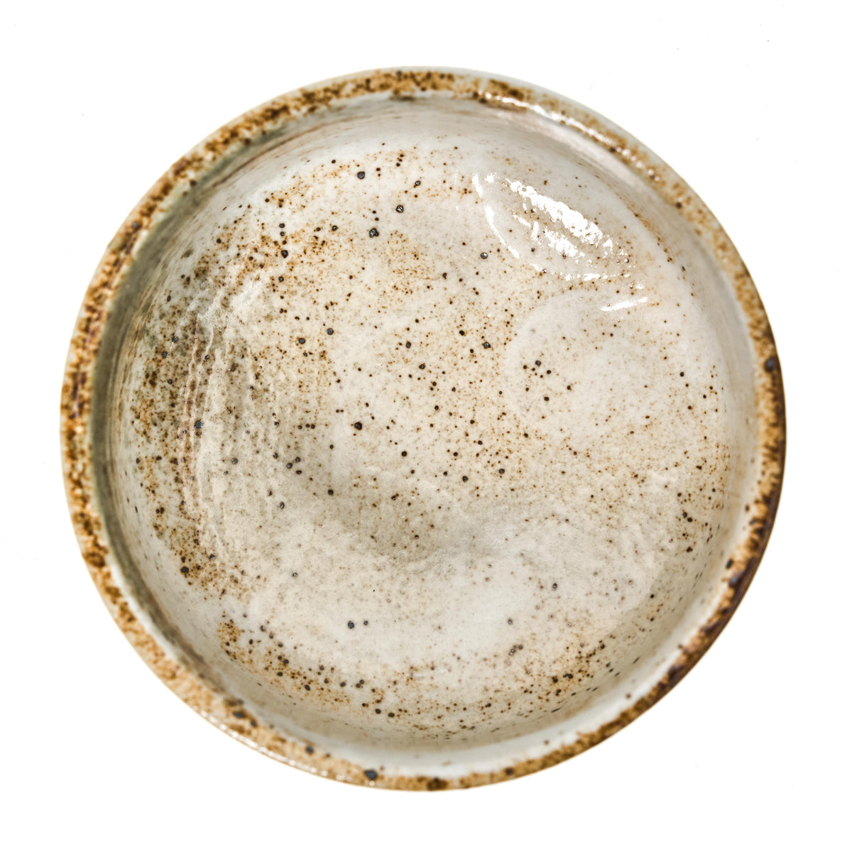 Ceramic Matcha Bowl - White And Brown, Speckled Pattern - 2