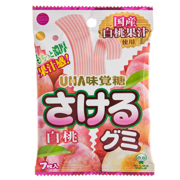 Mikakuto sakeru gumi white peach flavoured gummy belts