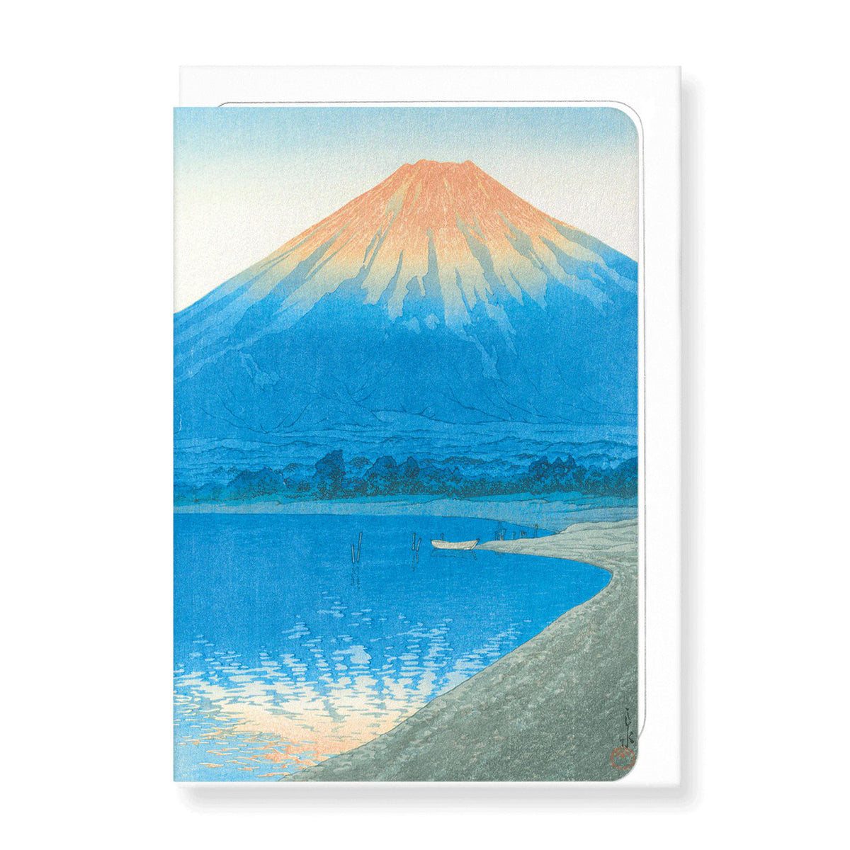 Dawn on lake yamanaka greeting card