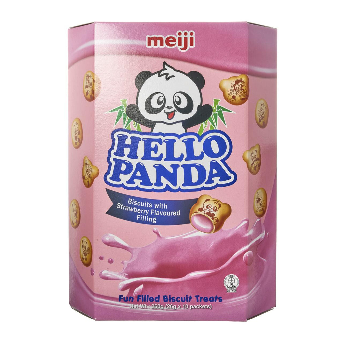 Meiji hello panda biscuits strawberry cream share pack singaporean