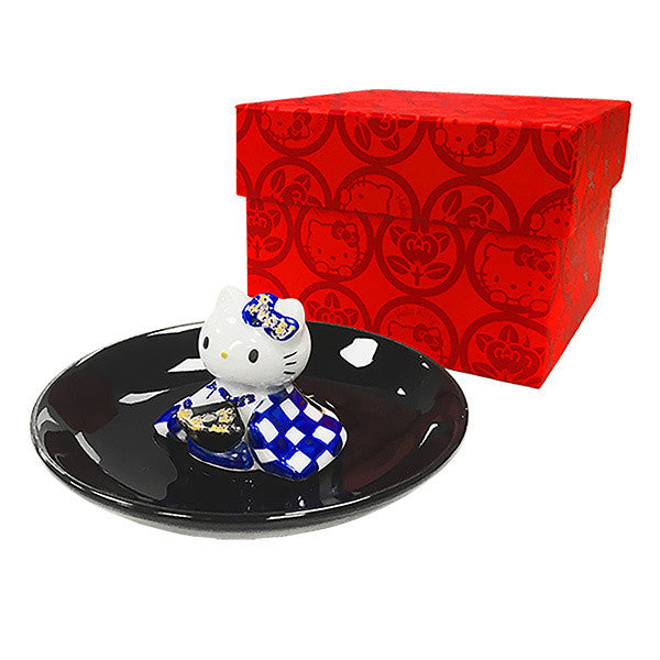 Sanrio hello kitty tachikichi ceramic traditional incense holder blue
