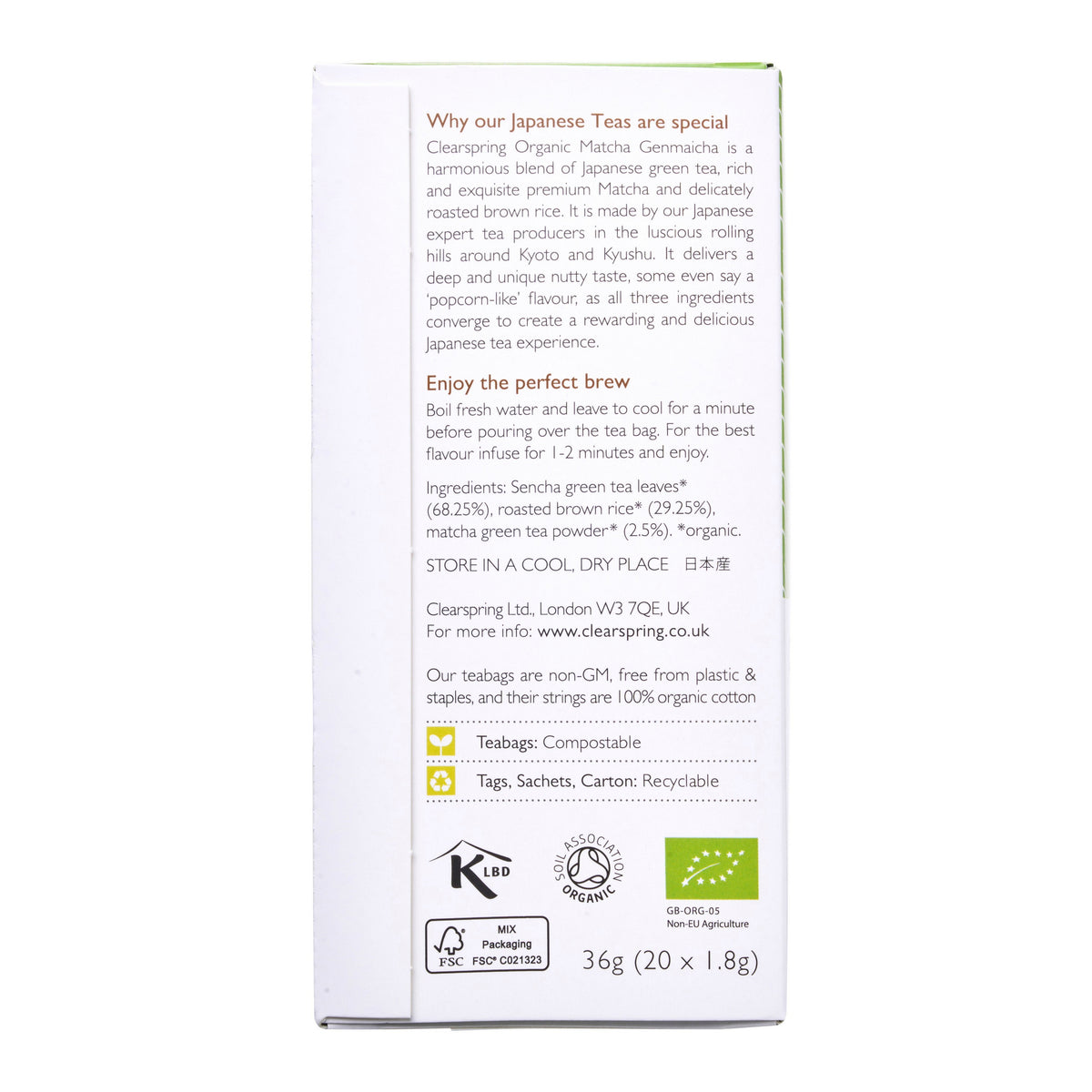 Clearspring Organic Matcha Genmaicha Tea