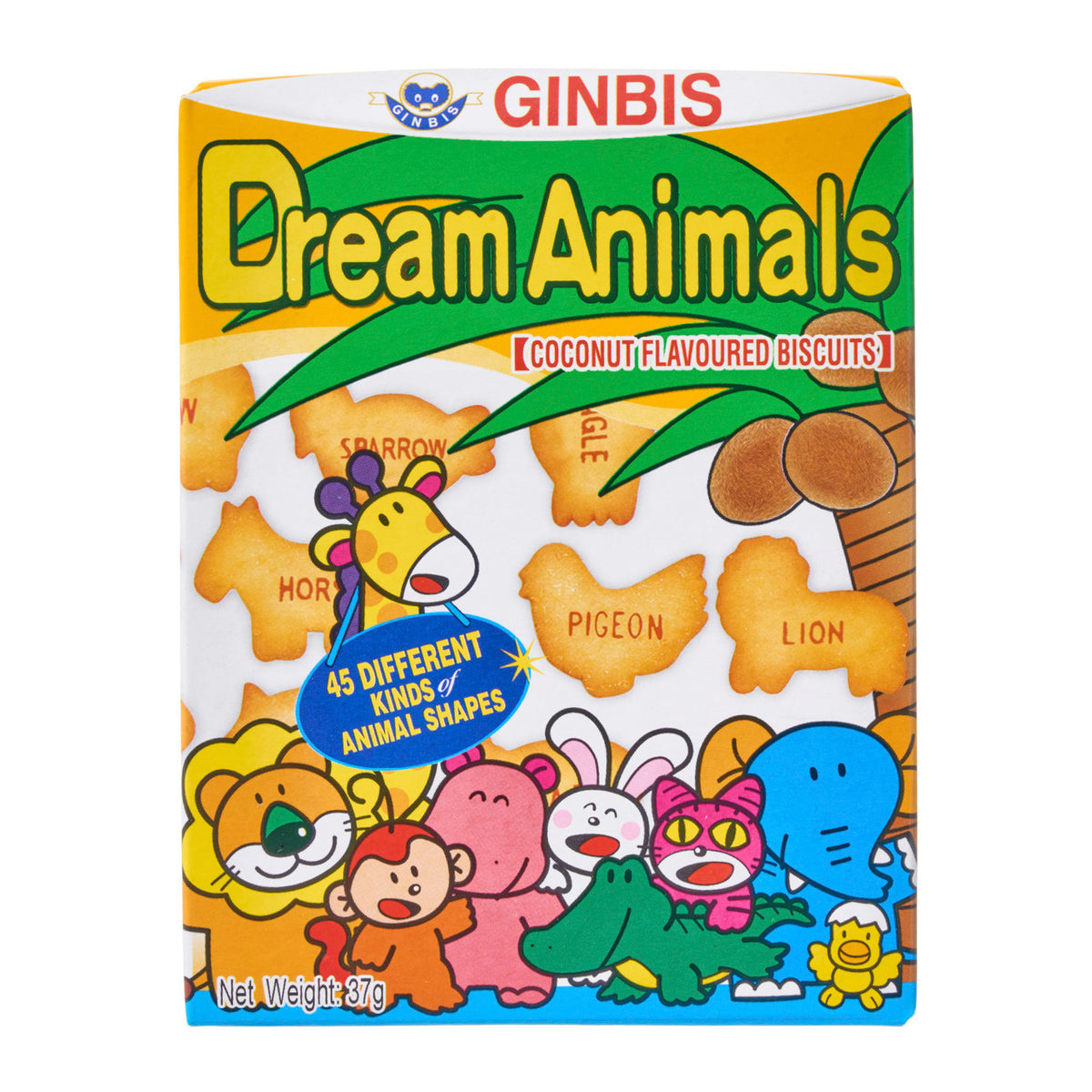 Ginbis dream animals coconut flavoured biscuits