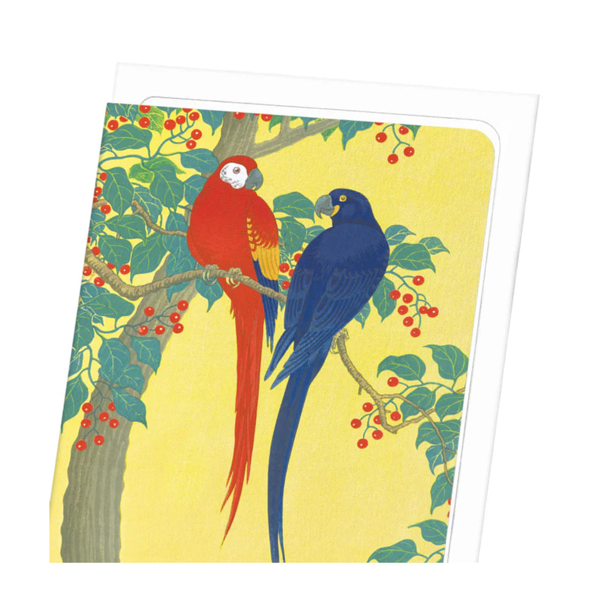 Two Parrots and Berries by Ohara Koson Greeting Card - 2