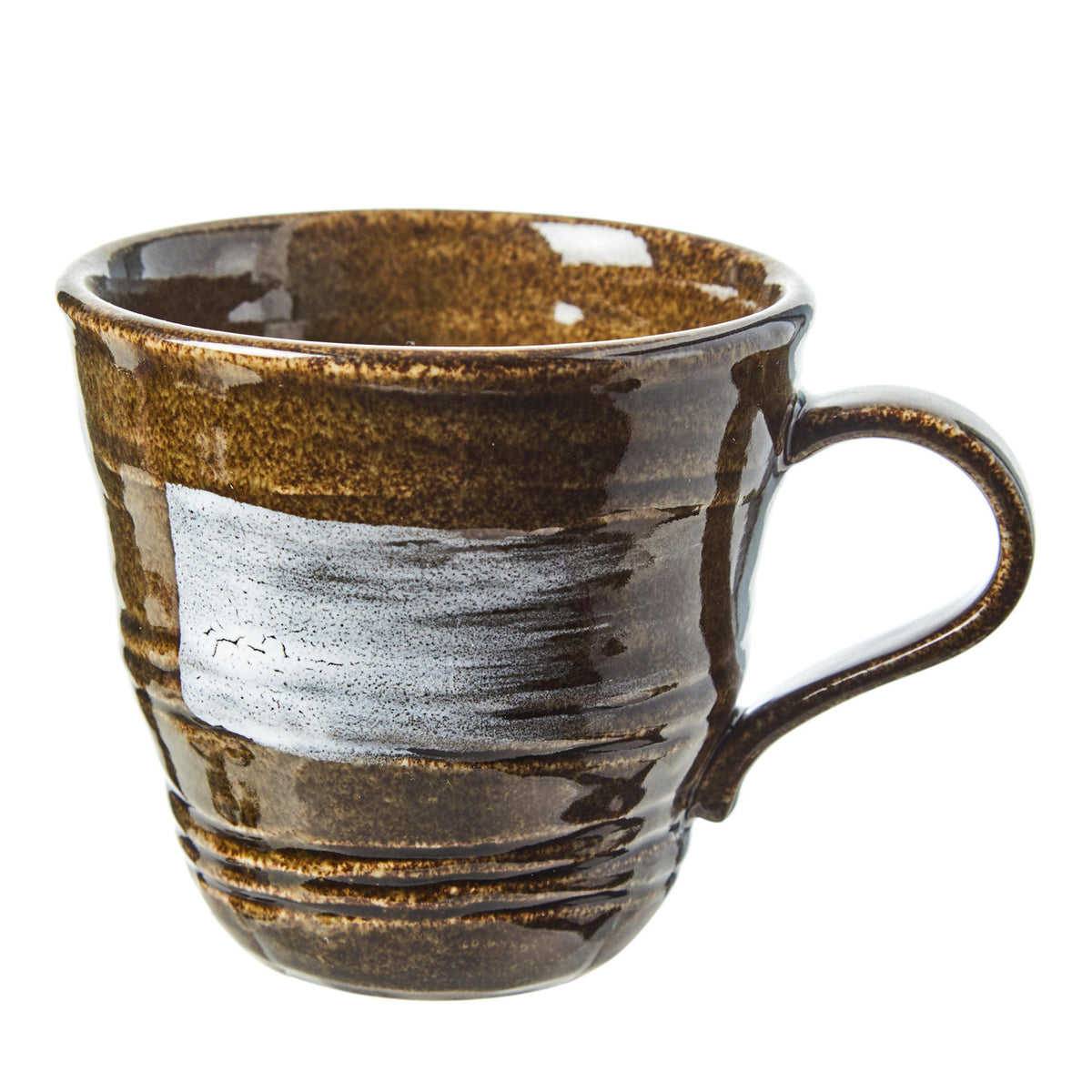 Ceramic oribe ware uzushiohime mug whirling tides pattern