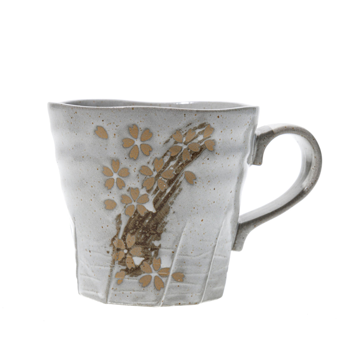 Ceramic Hakeme Mug Set - Black and White, Gold Scattered Sakura Pattern - 4