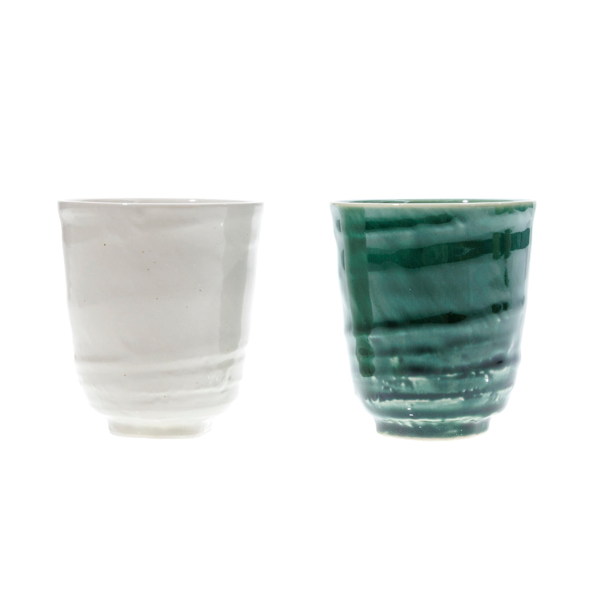 Ceramic Yuzenmeguri Tea Cup Set - Multicolour Ridged Pattern - 2