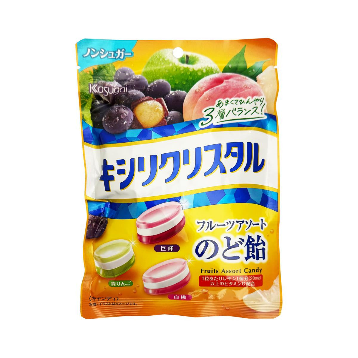 Kasugai xyli crystal assorted fruit boiled sweets apple peach and grape