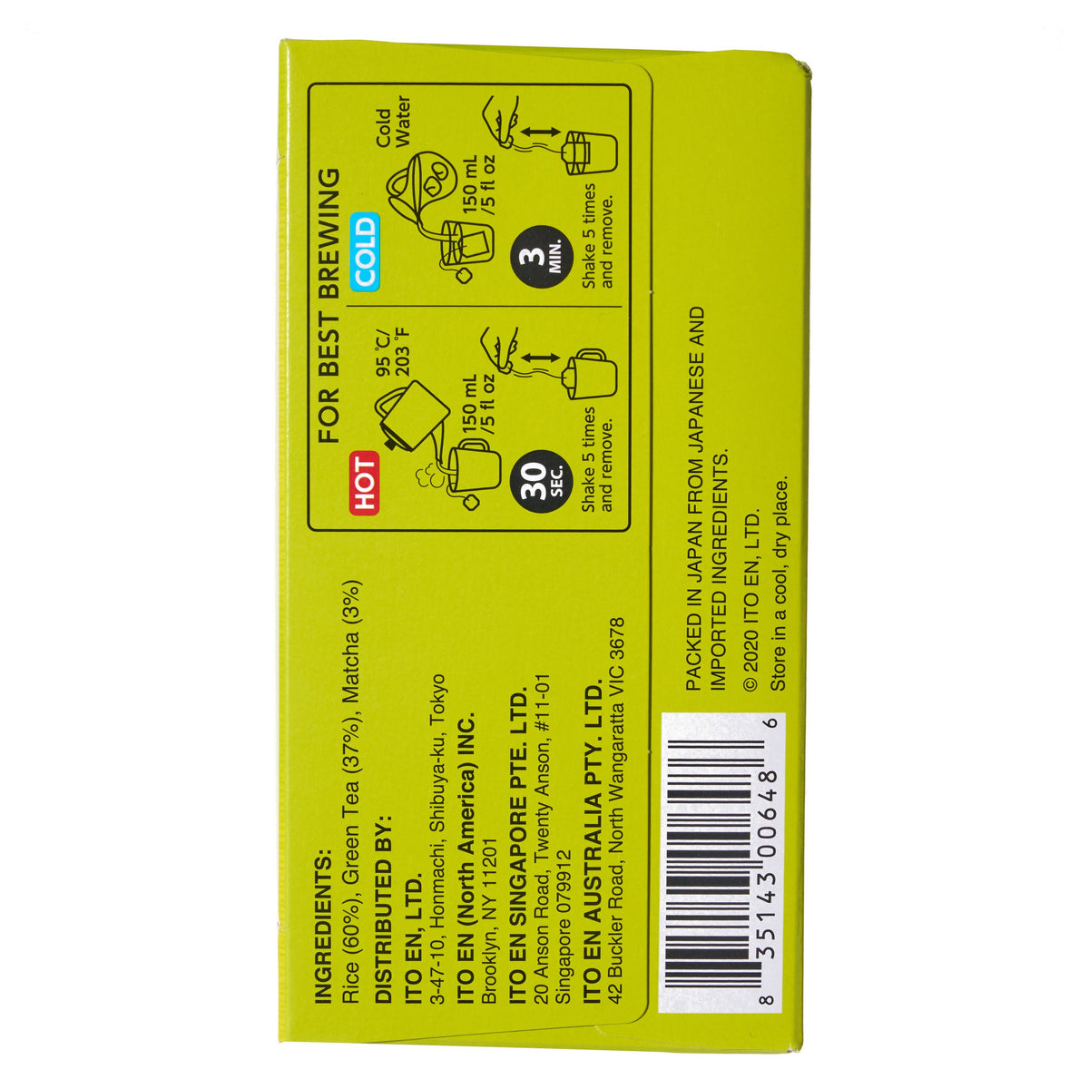 Ito En Ooi Ocha Matcha Genmaicha Green Tea Bags