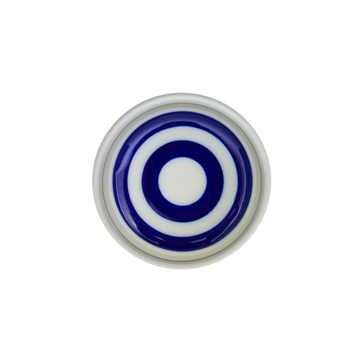 Yamata Seiho Ceramic Sake Set, White and Navy Double Ring Pattern - 4