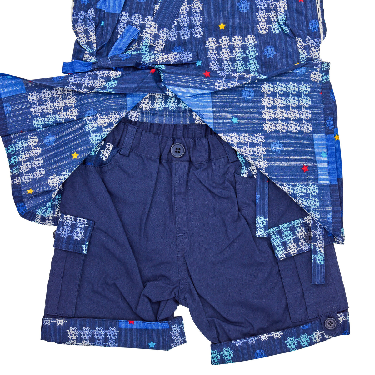 Boys' Jinbei dress Ichimatsu for 110cm tall