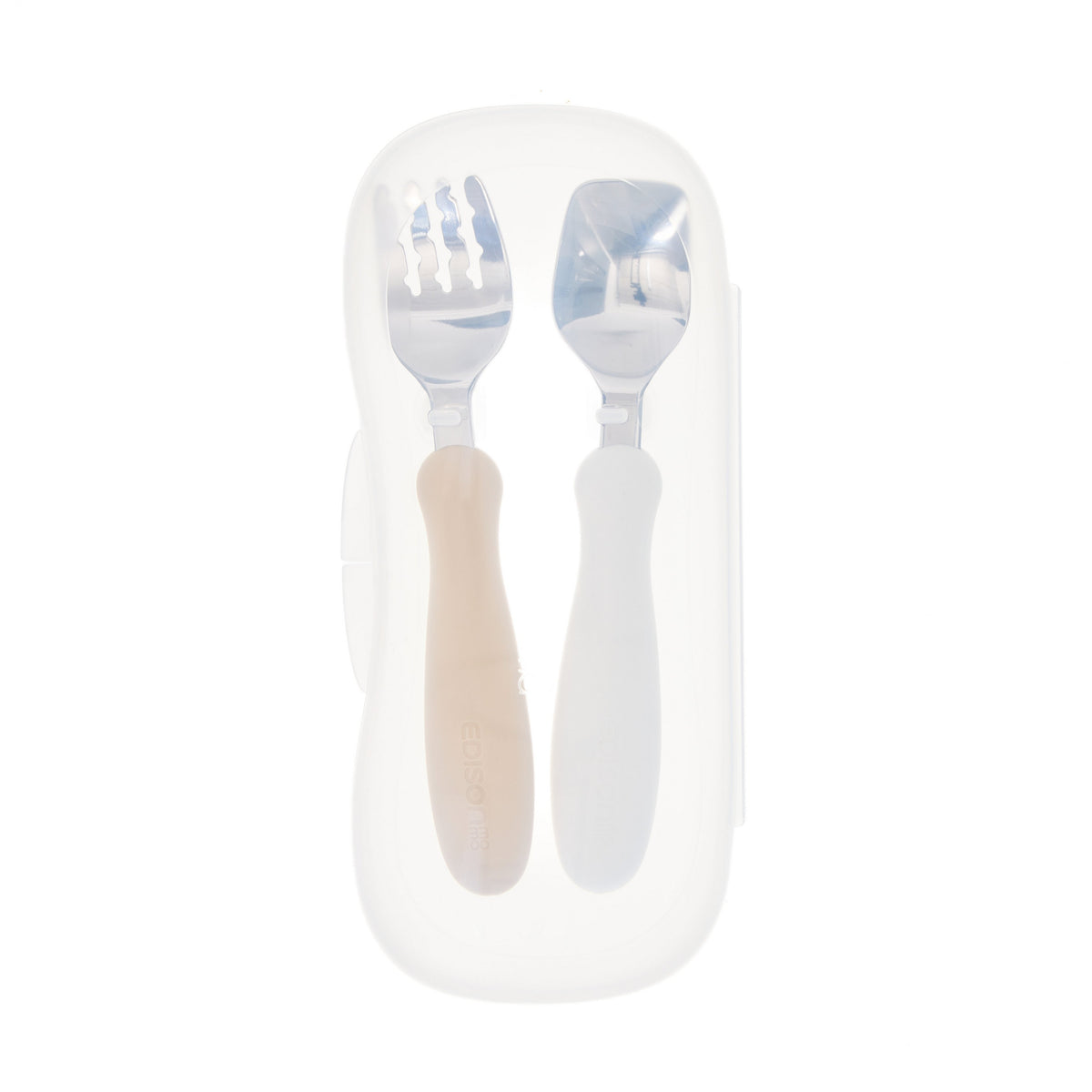 Edison Fork & Spoon with Case - White and Brown - 2