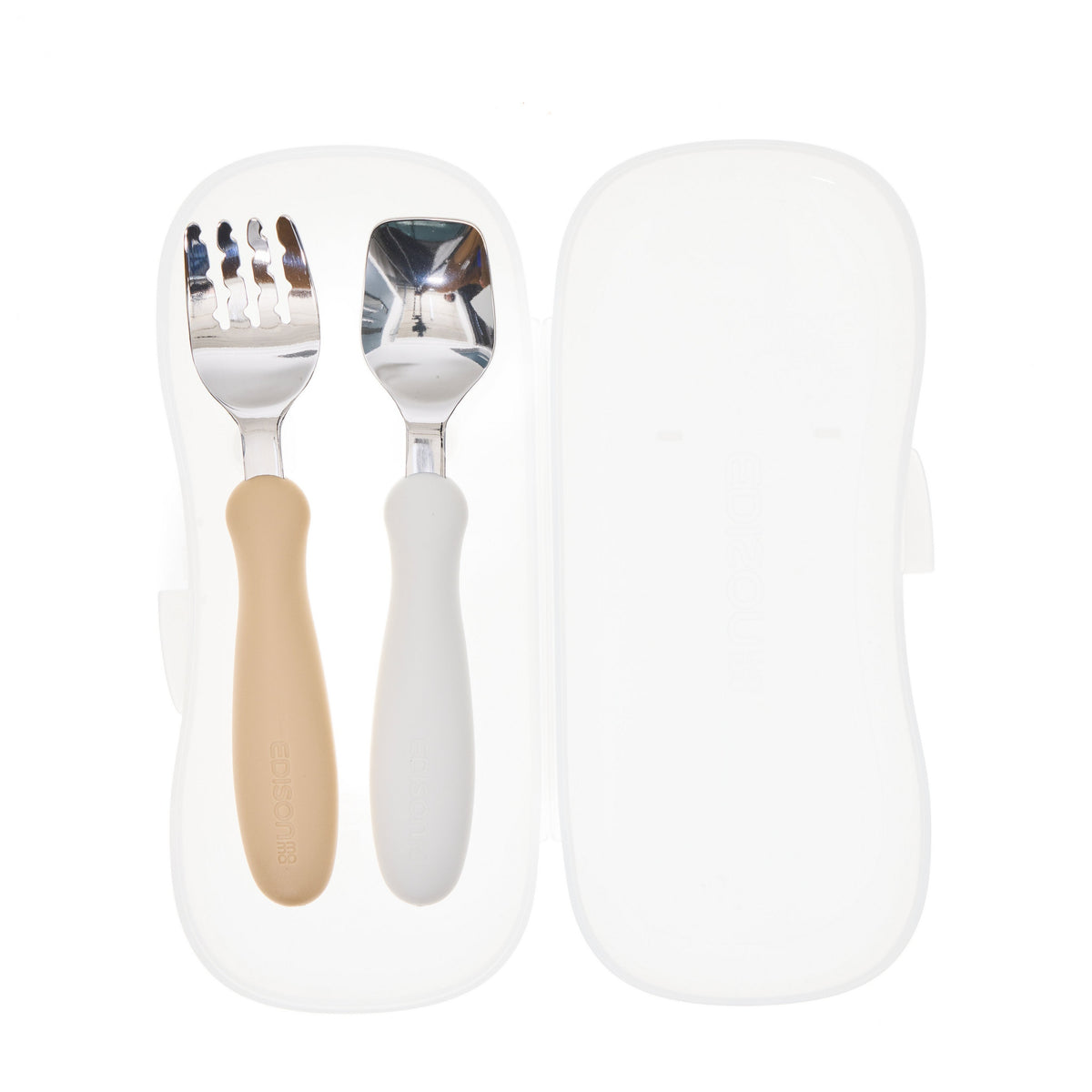Edison Fork & Spoon with Case - White and Brown - 3