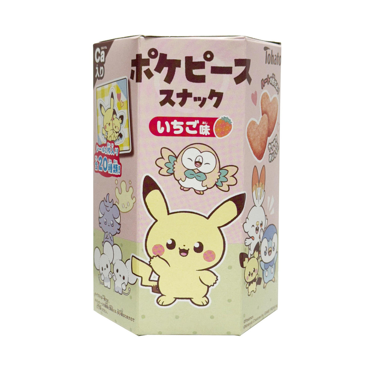 Tohato poke peace heart shaped strawberry flavoured corn snacks
