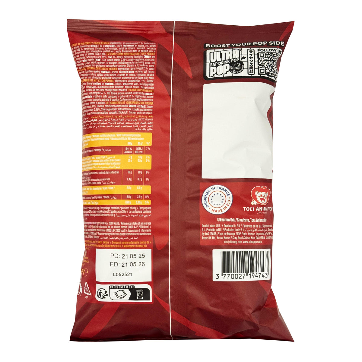 One Piece Ultra Pop Komesan Ketchup Flavour Brown Rice Chips - Zoro