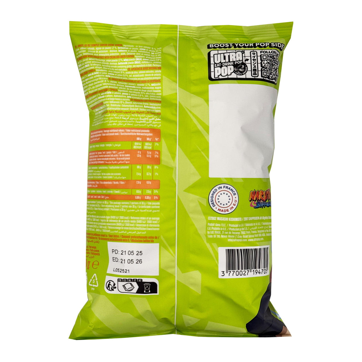 Naruto Ultra Pop Komesan Cream & Onion Flavour Brown Rice Chips