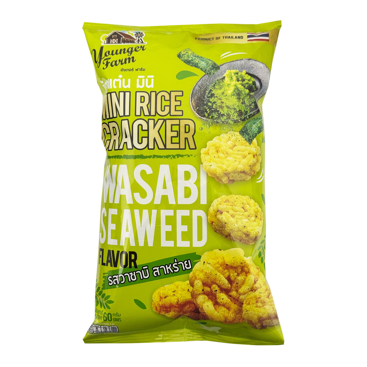 Younger farm mini wasabi seaweed flavoured rice crackers