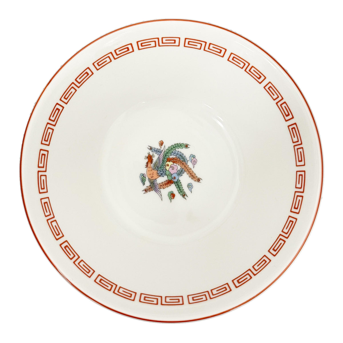 Ceramic Ramen Bowl, Red-wrapped with Bird Pattern