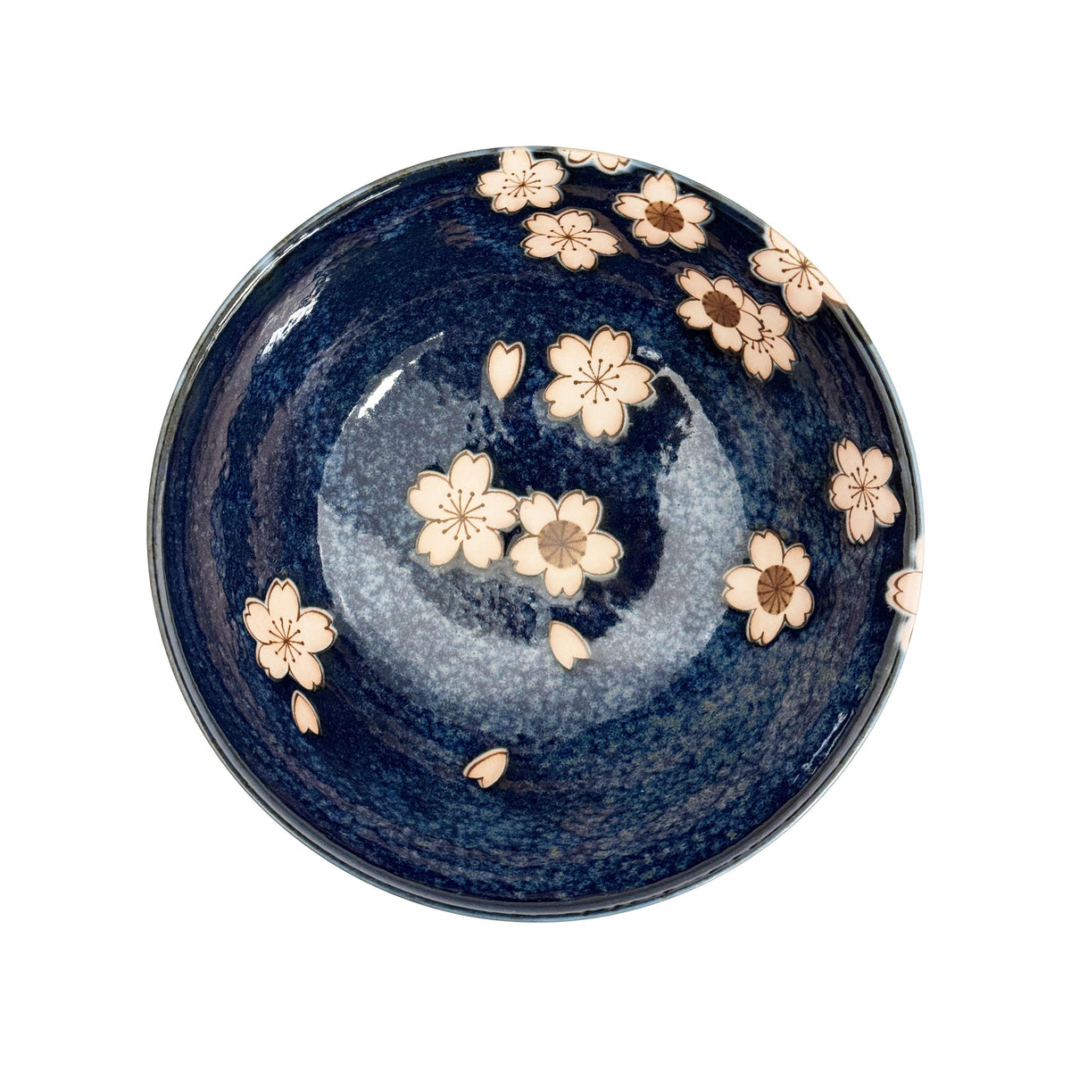 Yamata Seiho Ceramic Rice Bowl Set with Chopsticks, Navy Sakura Pattern - 2