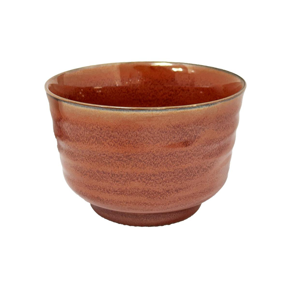 Yamata seiho ceramic kama tsuduri rice bowl rust red