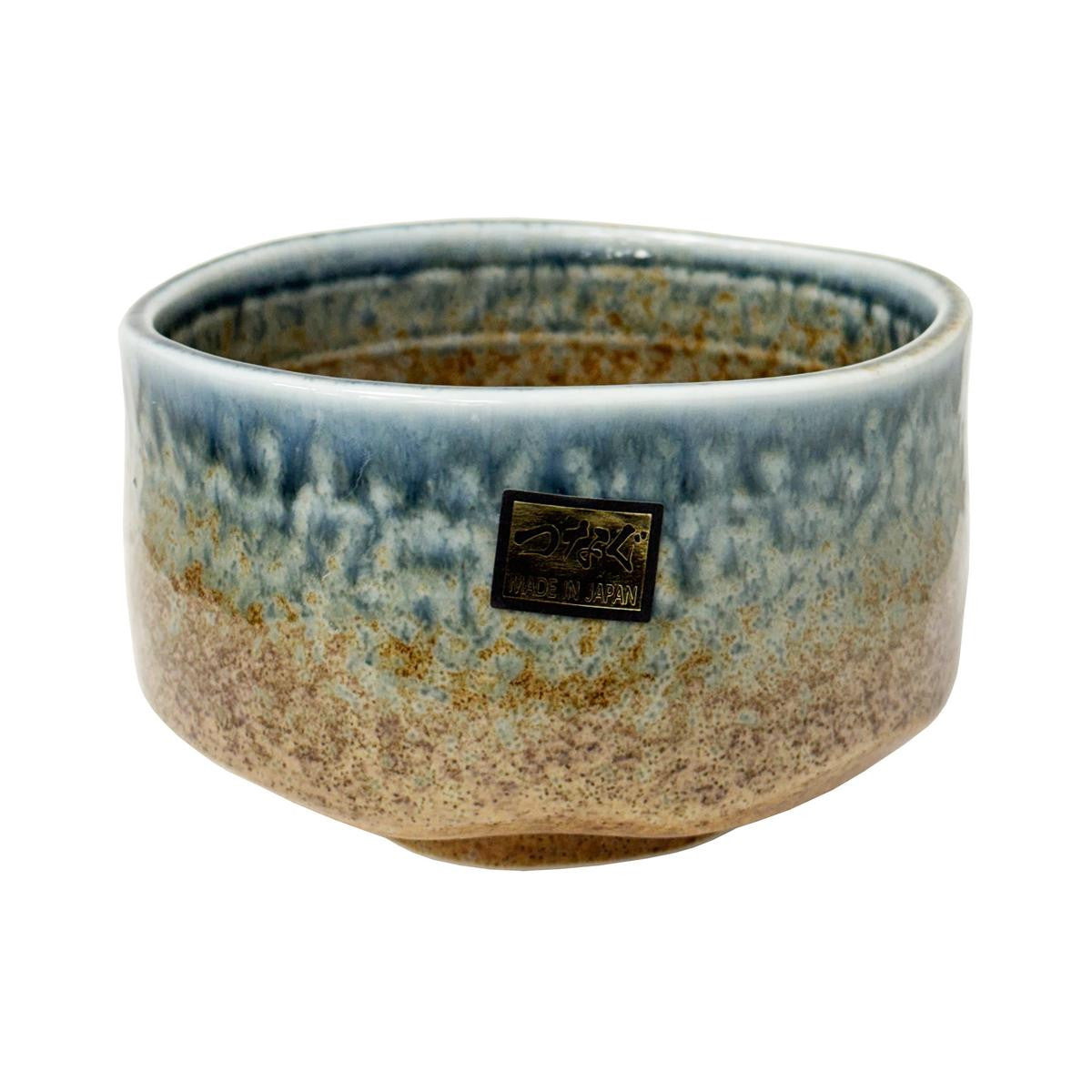 Yamata seiho ceramic matcha bowl blue flow sand pattern