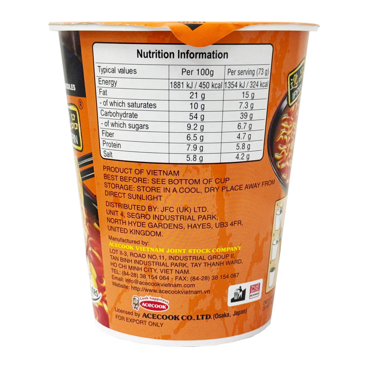 Ace Cook Ippin Spicy Miso Ramen Cup Noodles