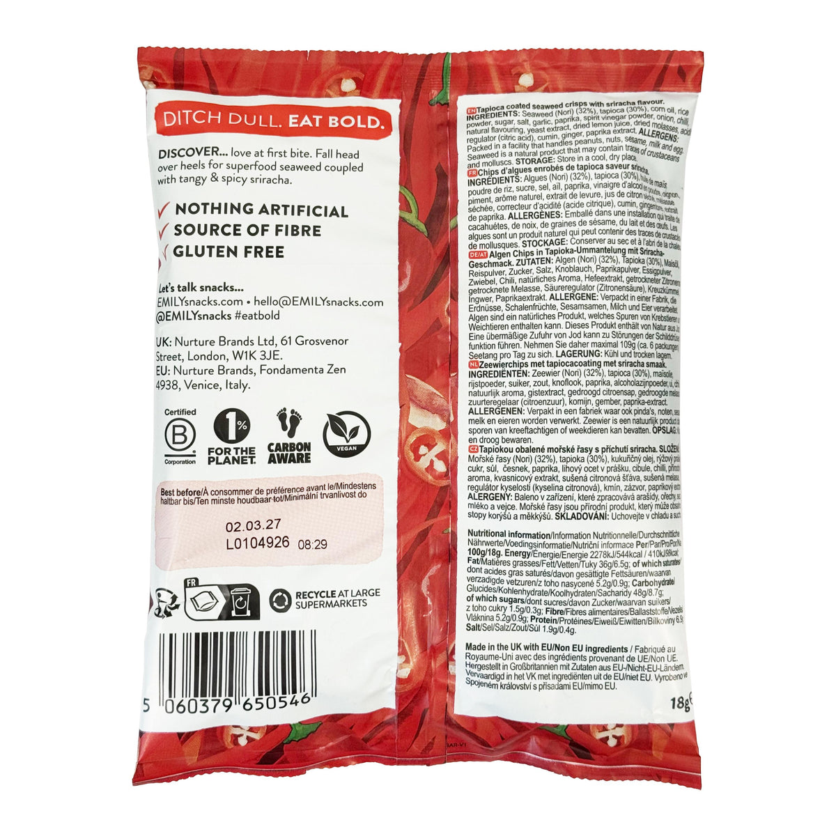 EMILY Sriracha Seaweed Crisps