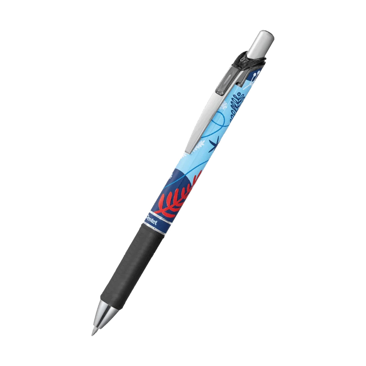 Pentel EnerGel Winter Edition Gel Roller Pen, Black Ink, 0.7mm, Black Barrel
