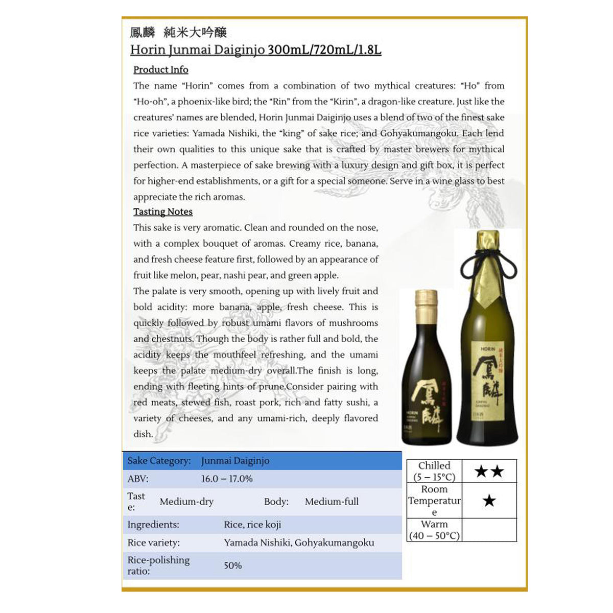Gekkeikan Horin Junmai Daiginjo Sake, Large - 3