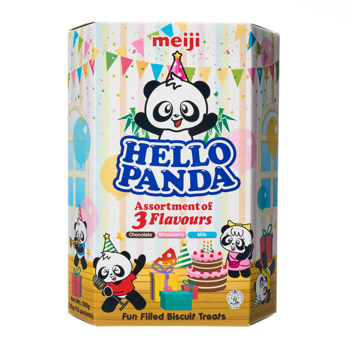 Meiji hello panda three flavour biscuits share pack